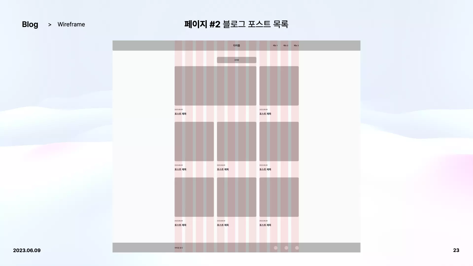 Wireframe for post lists